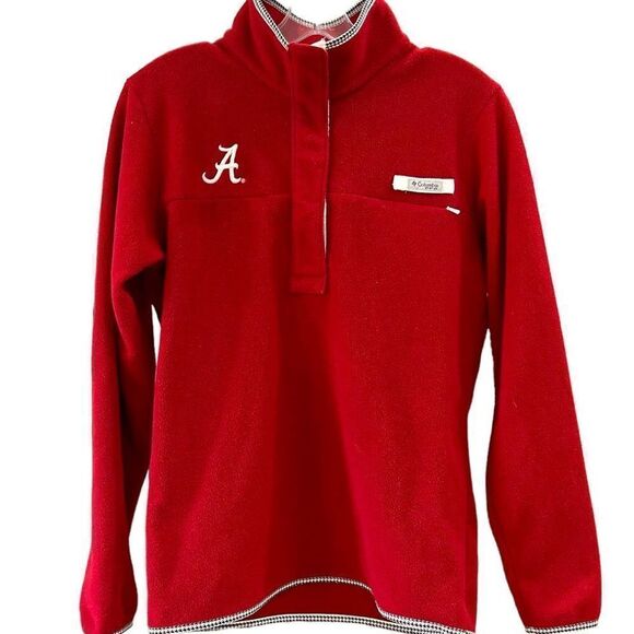 COLUMBIA Men's ALABAMA Crimson Tide Collegiate Harborside Fleece Pullover Small - Picture 1 of 7